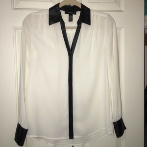 Women’s S: 2 long sleeve black white faux leather